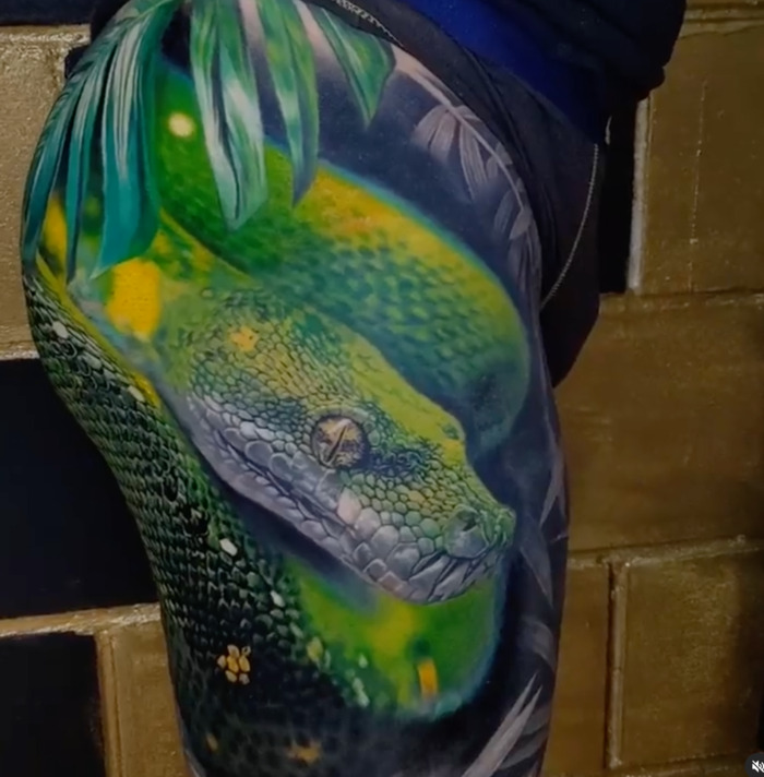 Green Python Snake Tattoo