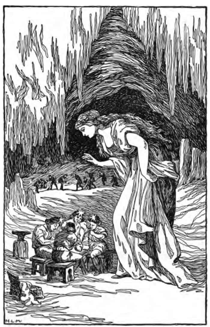 Freyja - in cave seeing Brísingamen 