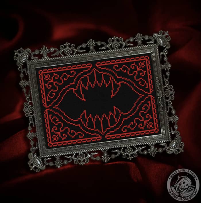 Halloween Cross Stitch Patterns - Vampire Fangs Filigree