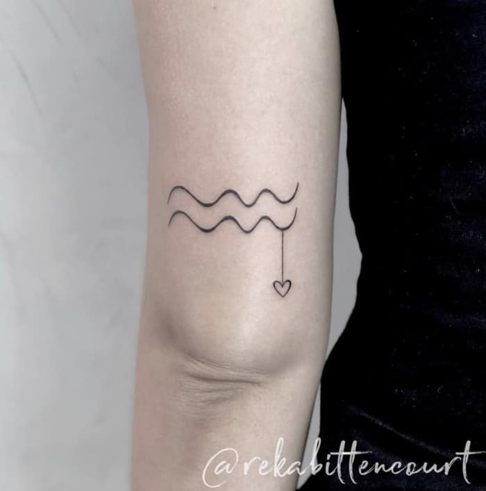 Aquarius Tattoos - symbol with heart
