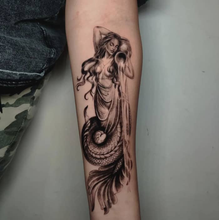 Aquarius Tattoos - Mermaid Water Bearer