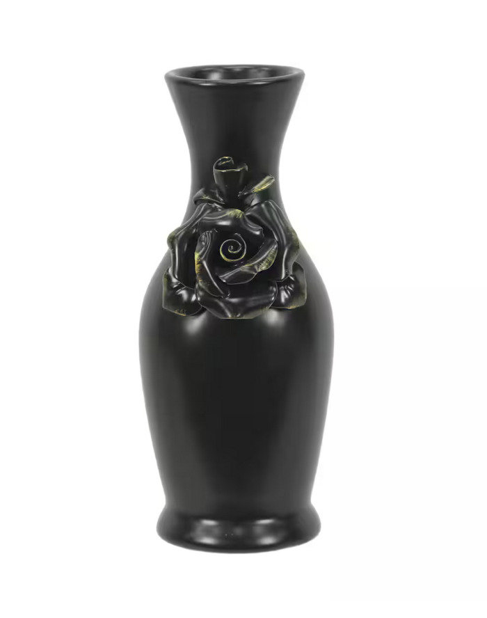 black rosebud vase
