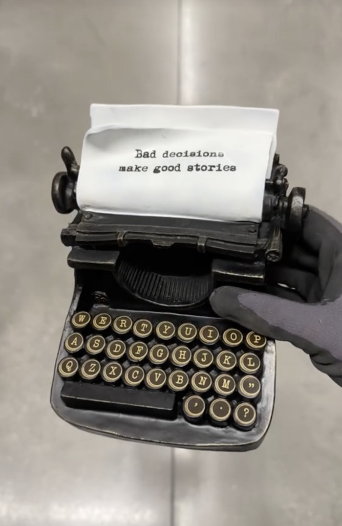 bad decisions make good stories typewriter decor