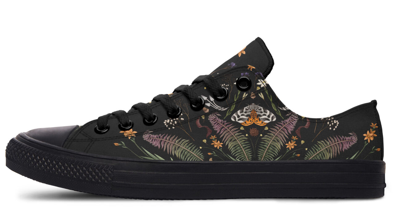Dark Cottagecore Forest Moth Low Top Sneakers